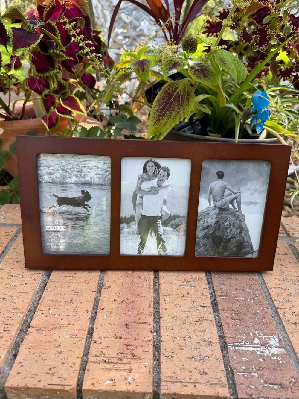 Rust Brown Triple 4x6 Photo Frame stands vertical, horizontal or can wall hang*